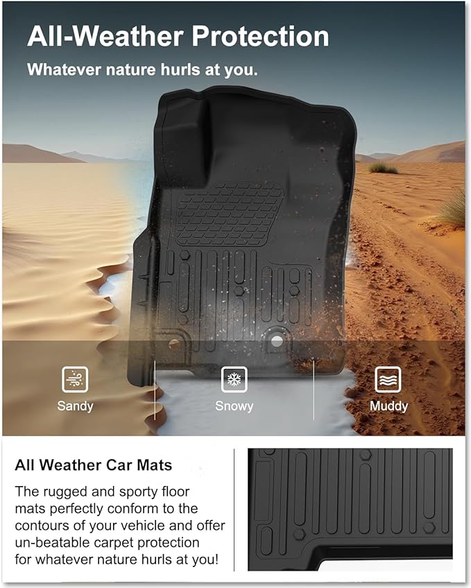 KIWI MASTER Floor Mats for 2013-2024 Toyota 4Runner, 2014-2023 Lexus GX460, Custom Fit All Weather Car Mats, Heavy Duty TPE Floor Liners, Front & Rear 2 Row, Black