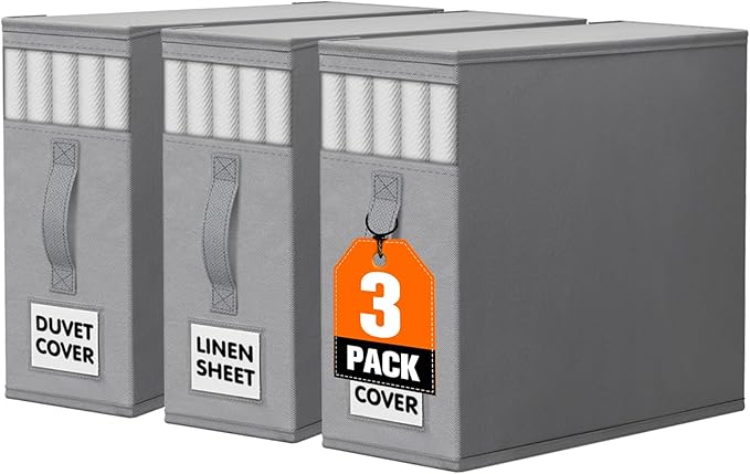 WOWBOX Sheet Organizers and Storage,Closet Bed Sheet Organizer Under Bed Storage and Organization with Label Cards & Clear Wi