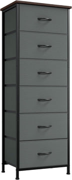 Somdot Tall Dresser for Bedroom with 6 Drawers, Storage Organizer Chest of Drawers with Removable Fabric Bins for Closet Beds