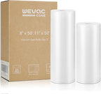 Wevac Vacuum Sealer Bags 8x50, 11x50 Rolls 2 pack for Food Saver, Seal a Meal, Weston. Commercial Grade, BPA Free, Heavy Duty