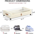 Yecaye Under Bed Storage with Wheels, 2 Pack Under Bed Storage Containers, 60L Underbed Shoe Storage with Clear Window & Labe