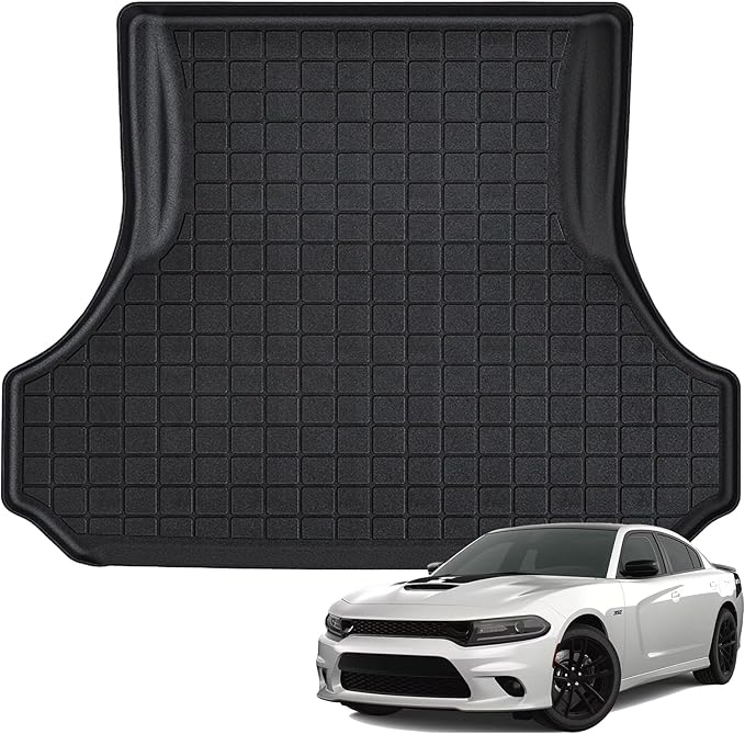 All Weather Cargo Mat Fit for 2011-2023 Dodge Charger & Chrysler 300 TPE Rubber Cargo Liner Solterra Accessories All Season Guard Odorless Anti-Slip Cargo Tray Black