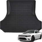 All Weather Cargo Mat Fit for 2011-2023 Dodge Charger & Chrysler 300 TPE Rubber Cargo Liner Solterra Accessories All Season Guard Odorless Anti-Slip Cargo Tray Black