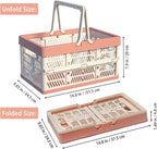 Collapsible Plastic Storage Crate - 20L Folding Organizer Basket Portable Stacking Storage Crate Bin with Handle, for Camping