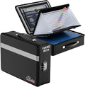 Fireproof Document Box with lock, File Organizer with Fireproof Zipper, Hard Shell Fireproof & Waterproof Storage box, Portab