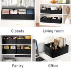 DIMJ Large Closet Shelf Organizer Bins 8 Packs with Handles and Divider, Fabric Trapezoid Storage Baskets, Foldable Clothes C