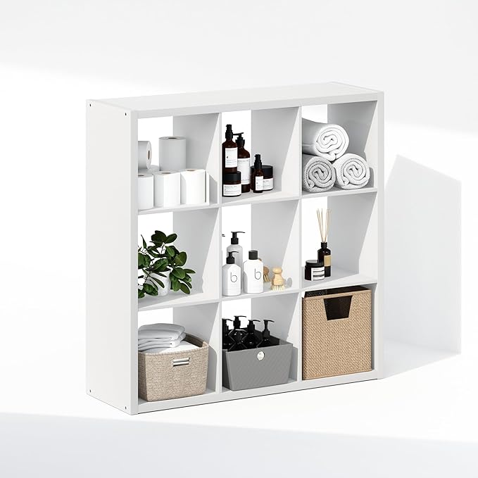 Furinno Cubic Closet Organizers and Storage, 9-Cube Closet Organizer, Open Shelf Closet Storage, Extra Thick Frame for Wardro