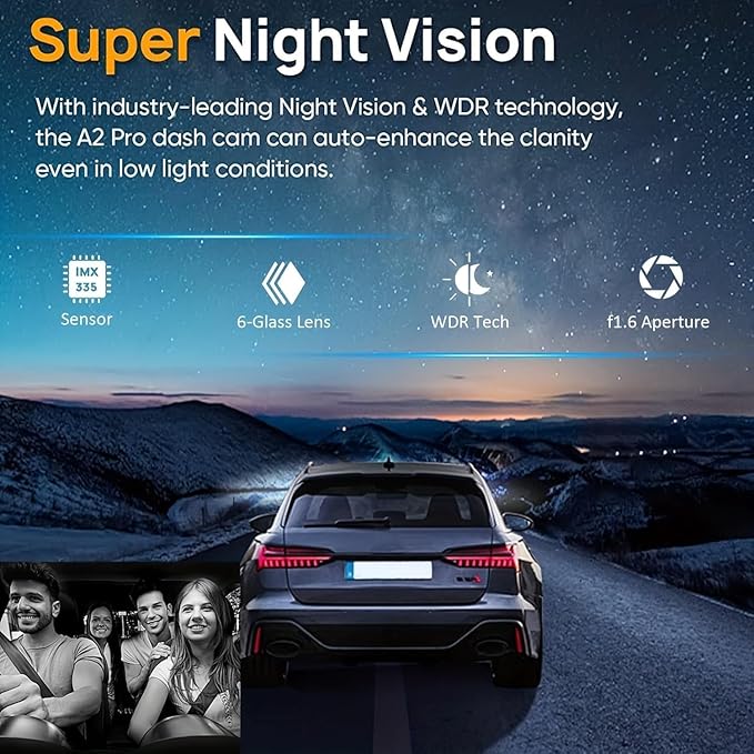 Dash Cam Front and Inside,Dashcams for Cars with 64G Card Traffic Recorder IR Night Vision Loop Recording G-Sensor 24Hr Parki