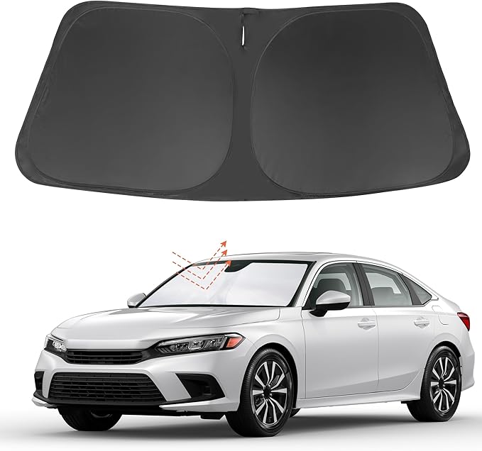 Front Windshield Sun Shade Foldable Car Front Window Sun Shade Windshield Shade Custom Fit for 2022-2025 2026 Honda Civic Block UV Rays Accessories Heat Keep Car Cooler