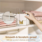 Purse Organizer for Closet Shelf Dividers: 6 Pack Acrylic Clear T-shaped Vertical Shelves Separators - Durable Space Saver Ea