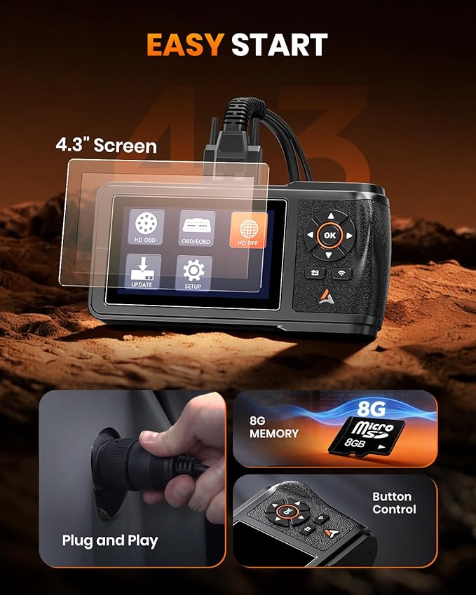 ANCEL HD431 Heavy Duty Truck Scanner, DPF Regen & Forced Reset for Paccar & Detroit Engines, Full System Diagnostics Diesel