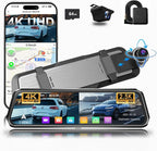 Mirror Dash Cam 4K Front and 2.5K Rear, IMX415 Rearview Mirror Camera for Cars, 5.8GHz WiFi, WDR, G-Sensor, Night Vision, Rev