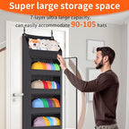 Toread 7-Layer Door-Mounted Baseball Cap Organizer, Dust-Proof Hat Rack Holds 90 Hats, Adjustable Non-Slip Hooks, Multi-Purpo
