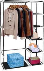Knocbel Freestanding Closet Organzier, 5 Layer Wardrobe Portable Clothes Garment Rack Dustproof Fabric Cover with Storage She