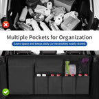 Car Trunk Organizer, Backseat Hanging Organizer with Storage Pockets for SUV, Truck, Van, Collapsible Trunk Organization for