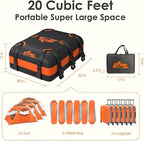 Car Rooftop Cargo Carrier Bag 20 Cubic Feet, 100% Waterproof Heavy Duty Car Roof Bag for All Vehicle with/Without Racks - Anti-Slip Mat, 6 Door Hooks, Storage Bags, 5CM Straps(Orange)