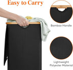 Lifewit 100L Laundry Basket with Lid, Clothes Hampers for Laundry with Bamboo Handles and 1 Removable Bag, Large Foldable Lau
