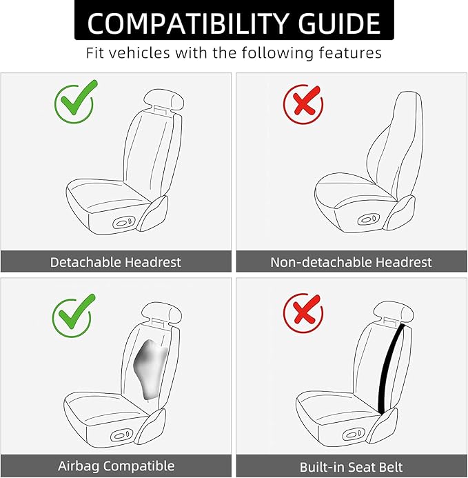 2 Pack Leather Front Car Seat Covers,Universal Breathable Full Surround Leather Car Seat Cover Protector,Split Waterproof Lux