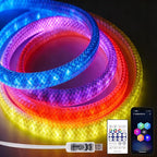 iNextStation 360° Glow USB Rope Lights 16.4FT RGB LED Lights, Braided Silicone Led Strip Lights, IP67 Waterproof, APP/Remote Control, Music Sync, Neon Lights Strip Color Changing for Outdoor/Indoor