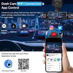 4 Channel Dash Cam 360° View, 1080P Front and Rear Inside, Left Right Dash Camera for Cars, Night Vision, WiFi & APP Control,