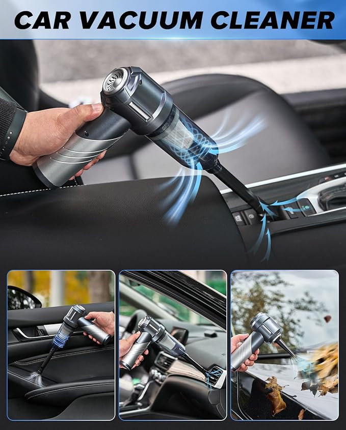 Saker Car Vacuum Portable Cordless, Foldable Mini Handheld Vacuum Cordless and Air Duster 17000PA High Power Vacuum Cleaners 