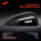 A-Premium Passenger Side Rearview Mirror Cover Cap - Compatible with Chevrolet Sonic 2012-2020 - Smooth Black, Without Turn Signal Hole