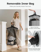 SOLEDI Laundry Hamper with Lid 130L Large & Tall Collapsible Laundry Basket, Clothes Hamper with Bag Removable Easy to Carry,