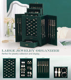 Homde Jewelry Organizer with Transparent Window Necklace Hooks Gift for Women Jewelry Box Display Case for Necklaces Rings Ea