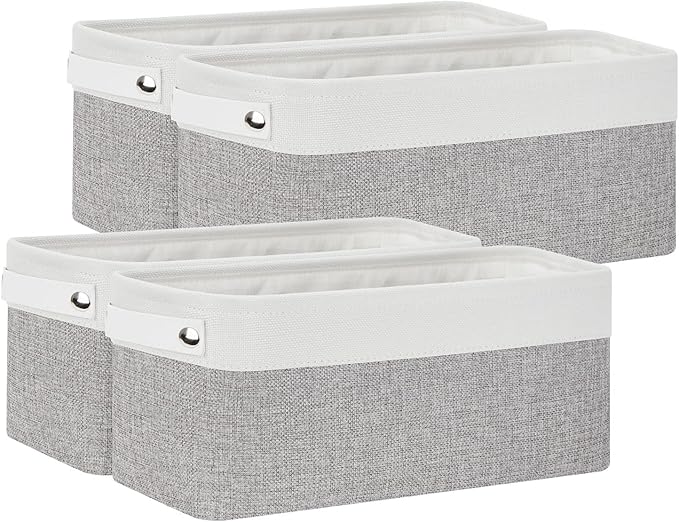 Bidtakay Small Bins for Organization Fabric Baskets for Toilet Paper Storage [4-Pack] Collapsible Narrow Baskets for Towels S
