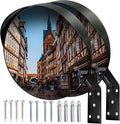 CNQLIS 12 Inch Convex Mirror Outdoor with Adjustable Wall Fixing Bracket,Blindspot Traffic Mirror for Driveway Garage Park Outdoor Wide Angle View Mirrors
