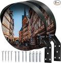 CNQLIS 12 Inch Convex Mirror Outdoor with Adjustable Wall Fixing Bracket,Blindspot Traffic Mirror for Driveway Garage Park Outdoor Wide Angle View Curved Security Blind Spot Mirrors（2Pcs）