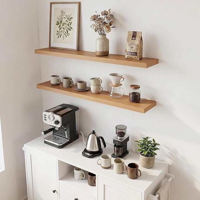 INHABIT UNION 31.5in Floating Shelves for Wall, Wall Mounted Shelves for Decor Storage Set of 2, Floating Shelf for Bedroom, 