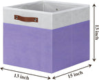 Temary Foldable Cube Baskets 4Pack - Clothes Shelf Storage with Handles, Fabric Storage Organizer Bins (White&Purple, 13x15x1