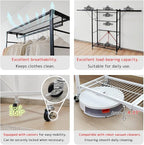 lumizone Folding Clothing Rack with Wheels Expandable Wardrobe Portable Clothes Rack for Hanging Clothes Adjustable Closet Sh