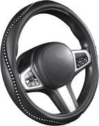 AUTOYOUTH Bling Steering Wheel Cover - Crystal Studded Rhinestone Non-Slip Breathable Design for Women/Girls, Universal Fit 1