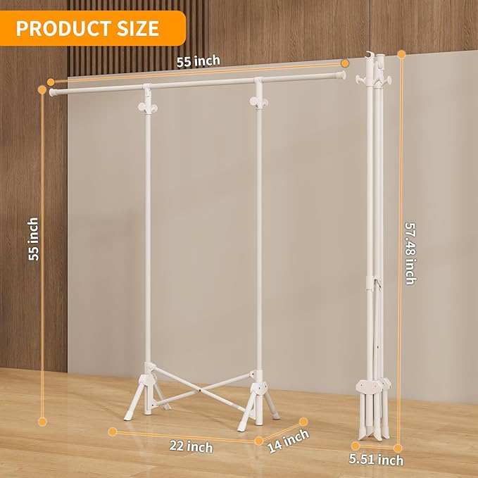 Clothing Garment Rack,Foldable Portable Clothes Rack,Stainless Steel Adjustable clothing racks for hanging clothes,Heavy Duty