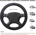 Car Steering Wheel Cover, 15 Inch Anti-Slip Breathable Leather Auto Steering Wheel Protector, Full Surround Soft Steering Whe