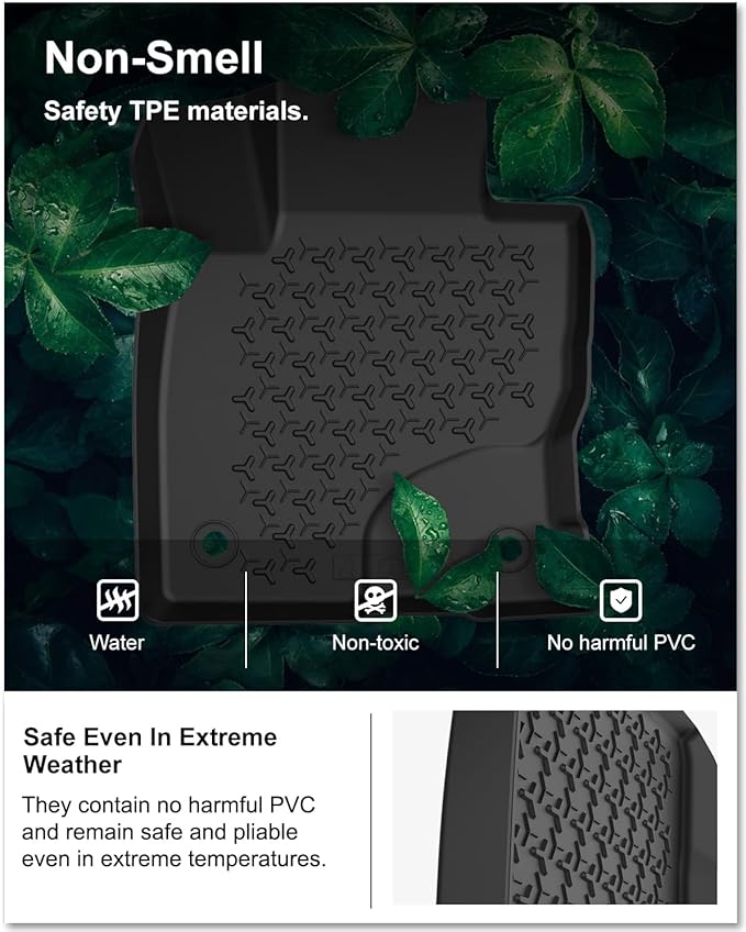 KIWI MASTER Floor Mats for 2021-2026 Ford Bronco Sport, OEM Replacement MP1Z-7813300-AA, Custom Fit All Weather Car Mats, Heavy Duty TPE Floor Liners, Front & Rear 2 Row, Black