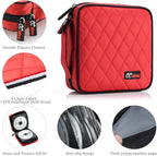 CCidea 40 Capacity CD/DVD Case Holder Portable Disc Wallet Storage Binder Nylon Cd Bag (Red) Specials