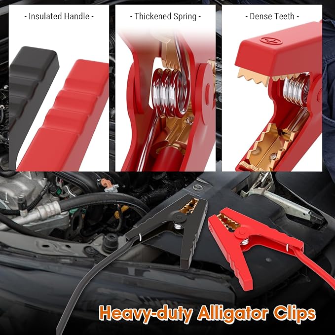 Jumper Cables for Car with Adapter Compatible with DE.Walt 20V Batteries, Silicone Wire 8AWG 2FT Alligator Clips Automotive Jump Starter Jumper Cables for Jump Starting Car or Tool Batteries
