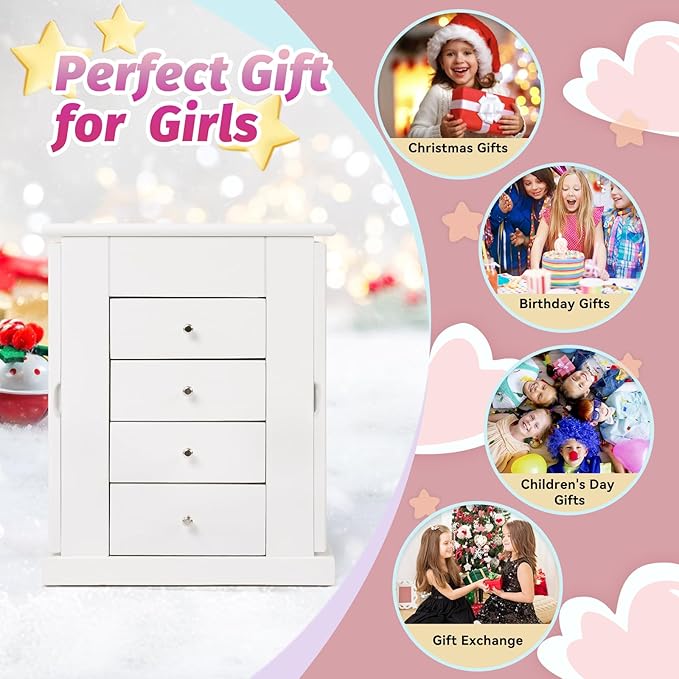 Emfogo Jewelry Box for Girls, Musical Jewelry Box with Spinning Dancer Gifts for Little Girls Christmas New Year Birthday Chi