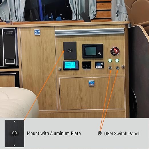 12 Volt PWM LED Dimmer Switch 15A 180W, Push On Off, Rotary Knob Dimming,12V 24V Light Dimmer for RV Boat Truck Camper Van Trailer Light Fixtures, LED Strip Light (Black Panel)