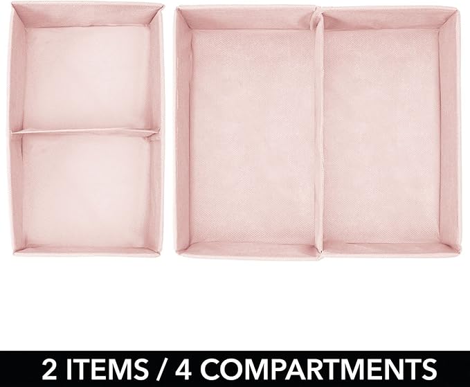 mDesign Fabric Drawer Organizer Bins, Kids/Baby Nursery Dresser, Closet, Shelf, Playroom Organization, Hold Clothes, Toys, Di