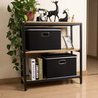 PRANDOM Large Foldable Storage Boxes with Lids [3-Pack] Fabric Collapsible Storage Bins Organizer Containers Baskets Cube wit