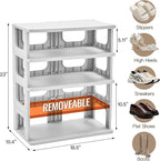 TRZZ 5-Tier Small Shoe Rack, Vertical Narrow Stackable Organizer with Removable Partition, Efficient Shoe Storage for Closet,
