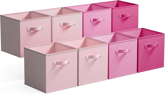 GRANNY SAYS 11 Inch Cube Storage Bins, Cube Storage Organizer, Fabric Collapsible Storage Bins with Handle, Storage Cubes for