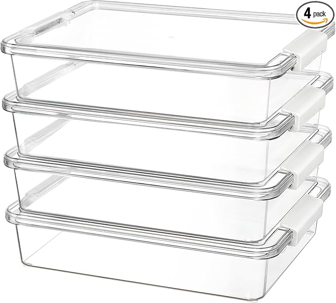Vtopmart 6 Qt Plastic Storage Bins with Lids, Clear Sensory Bins, Arts Crafts Organizers and Storage, Stackable Containers fo