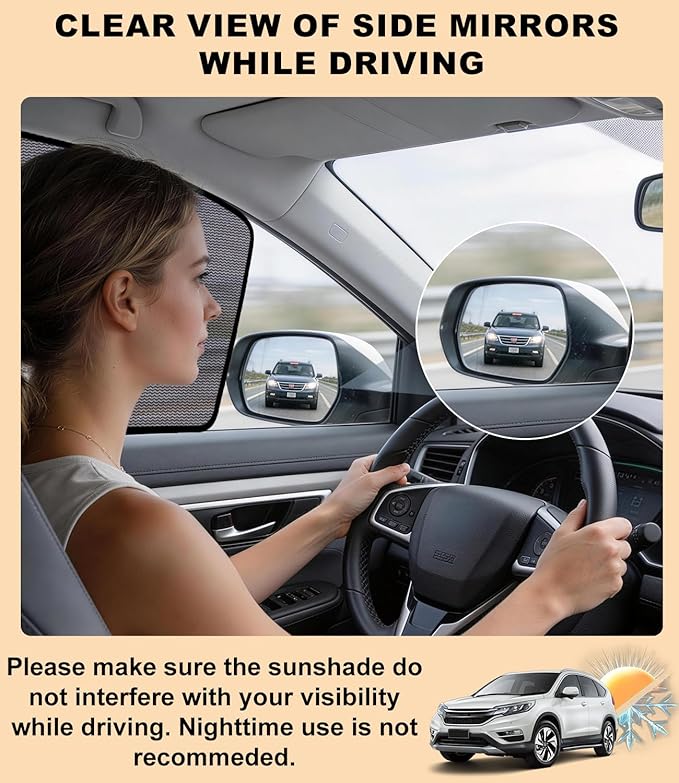 XCBYT Car Window Shades for 2017-2022 CRV | 4PCS Static Cling Set - Clear Front Half Window & Semi-Transparent Rear Side Covers, UV Protection, Easy Install, No Residue