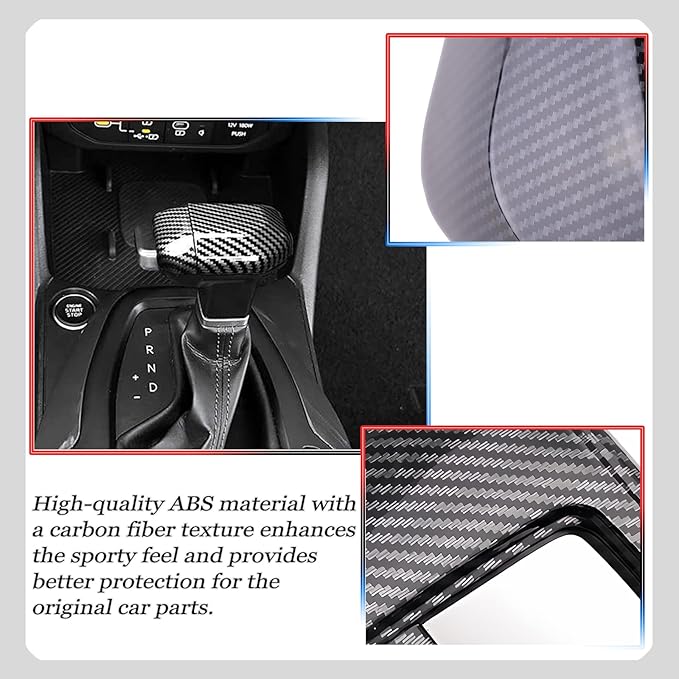 Gear Shift Cover,for 2024-2026 Kia K4/Kia Carnival 2025/k5 2025 /Kia Sorento 2024-2026,Car Center Console Gear Shift Knob Cover Trim Cap - Carbon Fiber