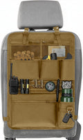 Tactical Car Seat Organizer with Multiple Pockets, MOLLE Panel System & Mesh Compartments, Durable Nylon Universal Vehicle Seat Back Storage with Cup Holder, Water-Resistant (Mud)
